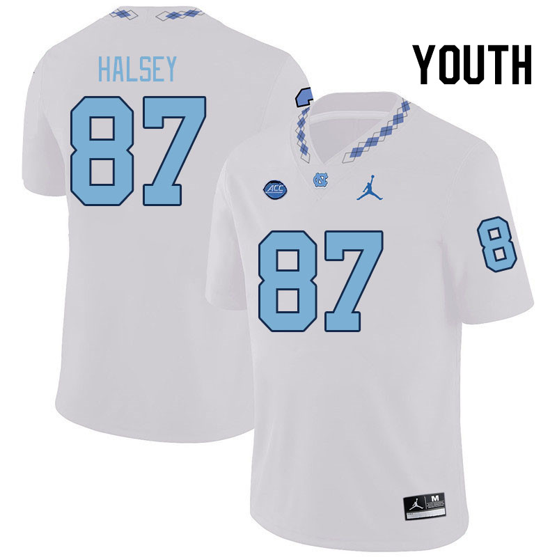 Youth #87 Cort Halsey North Carolina Tar Heels College Football Jerseys Stitched Sale-White